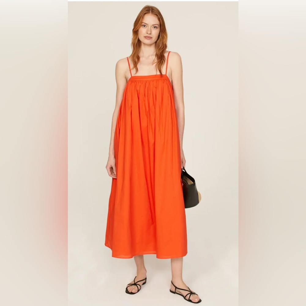 Obakki Vibrant Orange Spaghetti-Strap Maxi Dress